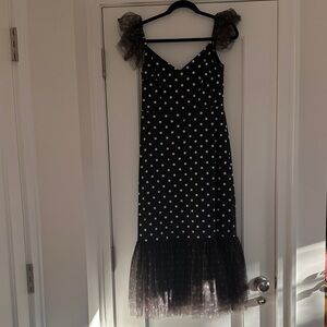 STAUD Black and White Polka Dot Yin Yang Dress
